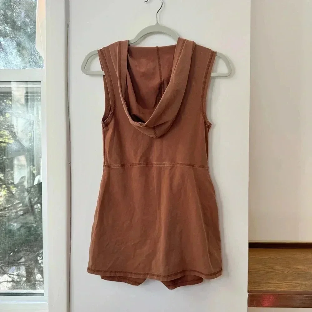 New Free People Hot Shot Hooded Onesie Brown XS